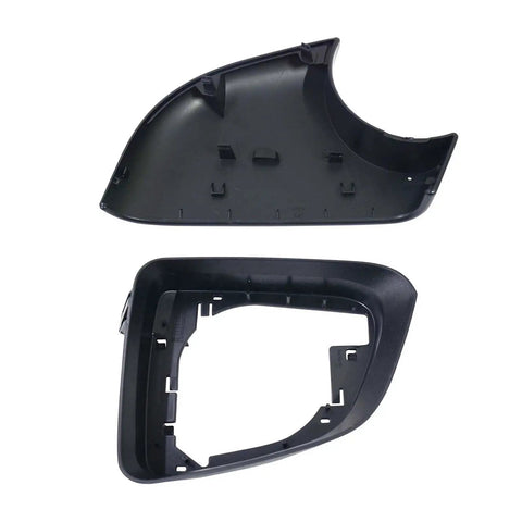 Super Clean Slick Swap Replacement Rearview Mirror Cover And Lower Trim Ring Frame Set For Tesla Model Y Driver Side Door Wing Mirror Housing Direct Bolt On 2020 To 2023, black plastic mirror housing parts.