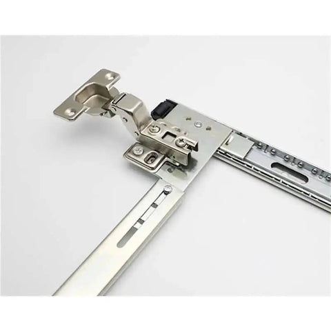 Close-up of Heavy Duty Full Extension Drawer Slides For Swing Doors with sleek metal hinge and sturdy track.
