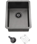 Undermount Bar Sink 12x16 Inch Deep Black 16 Gauge Stainless Steel Single Bowl With Bottom Grid And Drain Assembly