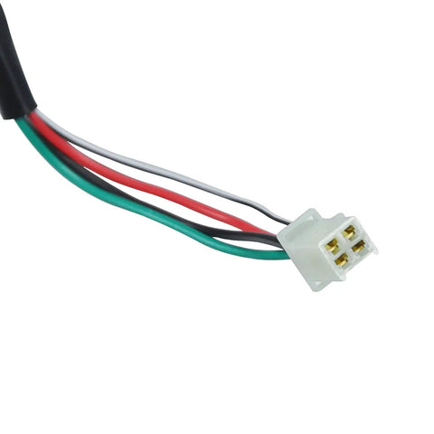 Close-up of colored four-pin plug wires for Ignition Starter On Off Switch Key for 50cc to 250cc Chinese ATVs Dirt Bikes Go Karts Mopeds