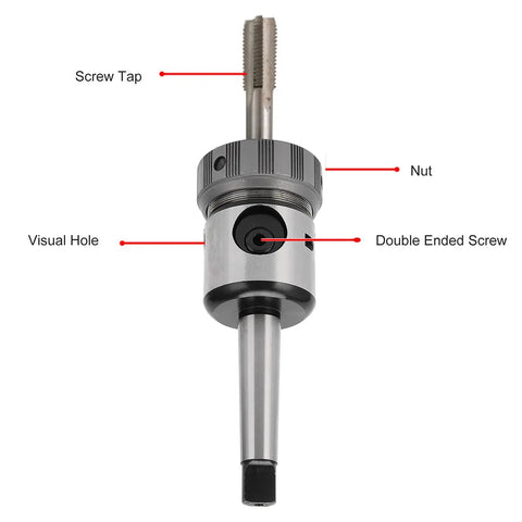 Beefy MT3 Annular Cutter Arbor For Drilling And Milling Machines, 40Cr Steel Build, M5 To M20 Clamp Range (3/36 To 3/4 Inch), MT3 Taper, 0.03 mm Precision, HRC45-48 Hardness, Drill Tap Holder Tool with screw tap and nut