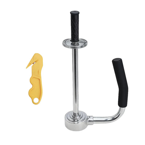 Manual Pallet Stretch Film Dispenser With Built In Cutter And Film Holder Handy Easy Assembly Adjustable For Multiple Roll Sizes Durable Shrink Wrap Tool For Fast Secure Pallet Wrapping, chrome steel