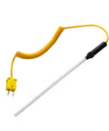 K Type Thermocouple Probe Handheld Temperature Sensor Stainless Steel Tip Built To Last In Harsh Environments High Temperature Range Minus 50 To 400 C Easy To Clean Workhorse For Industrial And Lab Use TP15, yellow coiled cable