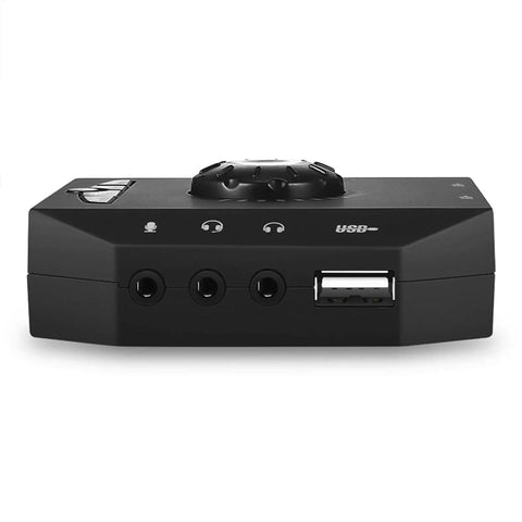 External USB Sound Card 7.1 Channel Audio Adapter with 3.5mm interface and multi port for PC and laptop, front view
