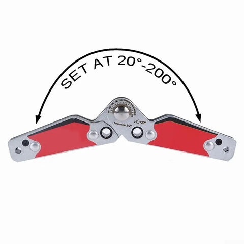 Heavy Duty Magnetic Welding Positioner Fixture With Adjustable Angles For Secure Metalwork Holds 77 Lbs showing angle adjustments at 20-200°.