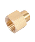 Brass NPT hex bushing adapter for pipe connection, 3/8 to 1/2 inch, rustproof and heavy-duty construction.