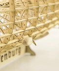 Close-up of 1:408 Hindenburg Zeppelin 3D Wooden Model Kit showing detailed laser-cut balsa wood framework