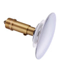 Pop up Bathtub Drain Stopper with Brass Core and Hair Catcher, featuring shiny chrome finish and brass connector.