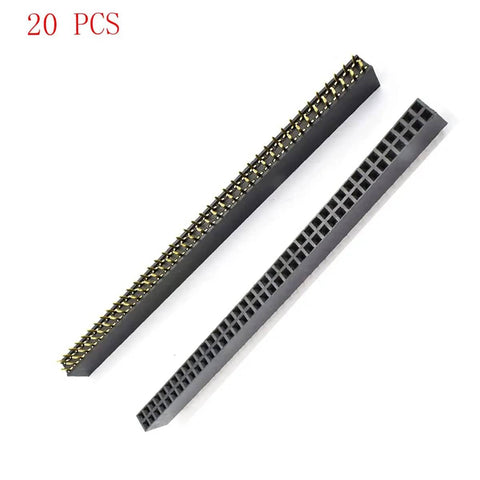 2.54mm 2x40 Pin Female Socket Header Kit Dual Row Straight PCB Connector 80 Pins For DIY Electronics Projects Pack of 20 shown