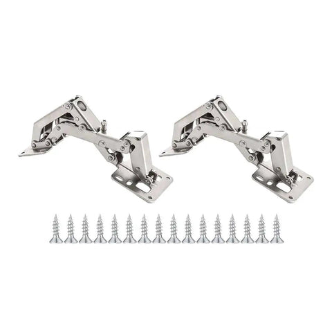 2-Pack 170 Degree Frameless Cabinet Hinges With Hidden Hydraulic Soft Close, Adjustable Mounting, screws included
