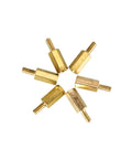 Brass Hex Standoff Spacer Set For Electronics And DIY Projects M2.5 Threaded Spacers arranged in a star pattern