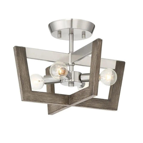 Bowtie Style Satin Platinum 4 Light Semi Flush Mount Ceiling Light For Hallways Entryways And Bedrooms, LED CFL And Incandescent Compatible