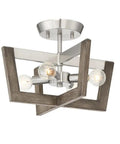 Bowtie Style Satin Platinum 4 Light Semi Flush Mount Ceiling Light for Hallways Entryways and Bedrooms, LED CFL and Incandescent Compatible