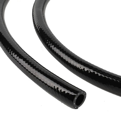 Close-up of black fuel hose from Universal 3/8 Inch Boat Fuel Line Assembly Kit with Primer Bulb and Steel Hose Clamps Dual Check Valves