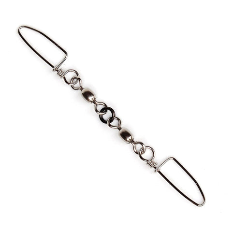 Two Pack Double Snap Swivel For Connecting Downrigger Ball To Probe Versatile Fishing Trolling Gear, metal clip close-up