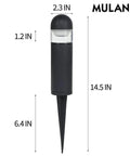 2W DC 12V Low Voltage LED Landscape Bollard Pathway Light with Die Cast Aluminum Housing, shown in 14.5-inch size.