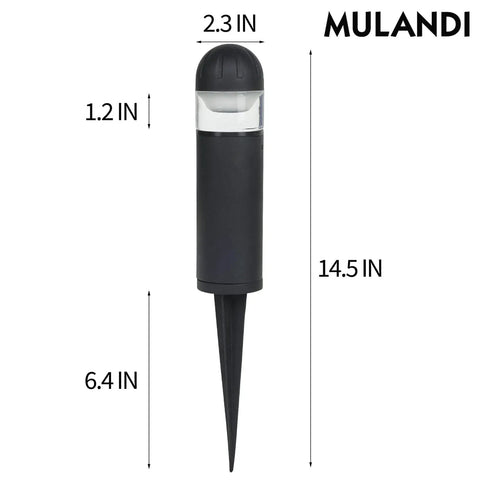 2W DC 12V Low Voltage LED Landscape Bollard Pathway Light with Die Cast Aluminum Housing, shown in 14.5-inch size.