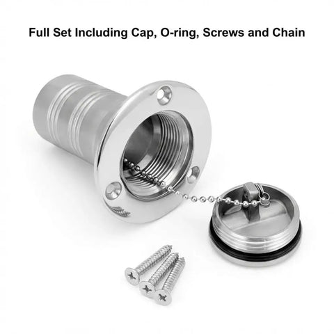 Straight Marine Fuel Deck Fill 38mm One And A Half Inch With Stainless Steel 316 Body And Keyless Cap For Boats Yachts And RVs, full set