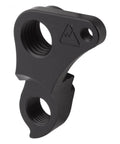 Black anodized Derailleur Hanger 322 for Kona ET2 Dropout CNC machined from 6061 aluminum, shown in front angle view.