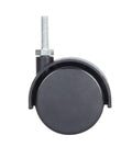 2 Inch Swivel Stem Caster Wheels for Furniture and Shelving, 1/4-20 Thread, black finish, side view