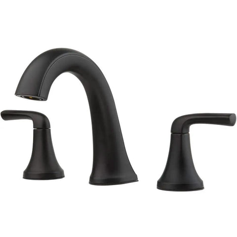 Ladera 8 Inch Widespread Double Handle Bathroom Faucet In Matte Black Sleek Modern Style For Your Sink Solid Brass Construction Easy Install Durable LF-049-LR