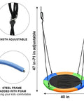 40 Inch Saucer Tree Swing With Large Rope Swing Seat And Platform For Kids And Friends Outdoor Backyard Swing Set Includes Bonus Carabiner