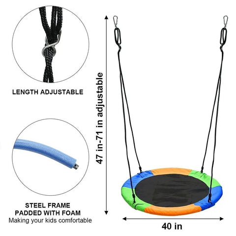40 Inch Saucer Tree Swing With Large Rope Swing Seat And Platform For Kids And Friends Outdoor Backyard Swing Set Includes Bonus Carabiner