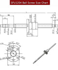 Top Tier SFU Series Ball Screw Kit For CNC Machining With 4mm And 5mm Precision Pitch Including Solid Coupler To Boost Structural Strength And Simplify Your DIY Machine Build Projects. SFU1204 ball screw size chart