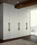Matte Black Cabinet Pull Set 12.6 Inch Center Hole Modern Minimalist Zinc Alloy Drawer Handles on white wardrobe doors.