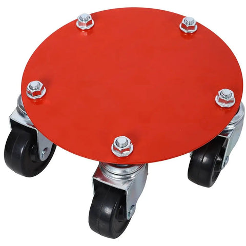 Heavy Duty Snowmobile Dolly Set With Steel V Slide, 1500 Lb Capacity, Two And A Half Inch Swivel Casters, Adjustable Nylon Tie Down Straps, Red Finish, Built Tough For Garage Storage And Easy Transport, red caster base