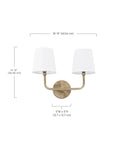 Dawson Decorative White Fabric Stay Straight Shade Bathroom Vanity Wall Mount Light Fixture 2 Light 120 Total Watts