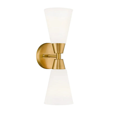 Brushed Gold Vanity Light Fixture Over Mirror With Frosted Milk Glass Sconce Modern Indoor Wall Lamp Up And Down Mount
