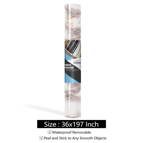 Roll of 197 Inches Long And 36 Inches Wide Marble Contact Paper For Countertops Waterproof Peel And Stick Self Adhesive Vinyl Wrap