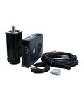 Front view of 220V 750W servo motor with drive, black housing and cables