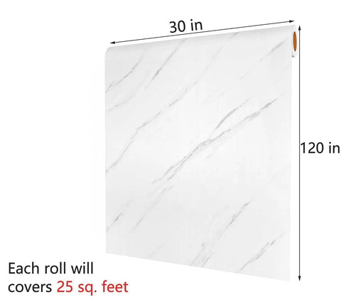 Peel And Stick Marble Countertop Cover 30x120 Inches White Marble Self Adhesive Waterproof Wallpaper for kitchen and bathroom