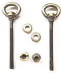 Heavy Duty Steel Cheval Mirror Mount Set With A Top Shelf Antique Brass Finish And Badass Vintage Swivel Rotation Hardware Kit, close-up of metal fittings.