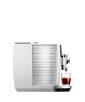 Top Shelf Automatic Espresso Coffee Maker With Dual Bean Hopper And Sweet Foam Milk Frother One Touch Brew White profile view