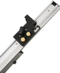 Heavy Duty Aluminum Alloy Miter Gauge Extension Rail With Slick T Track Slide Brackets And Quick Adjust Flip Stop Fence Connector For Table Saw Shop Setup with adjustable flip stop