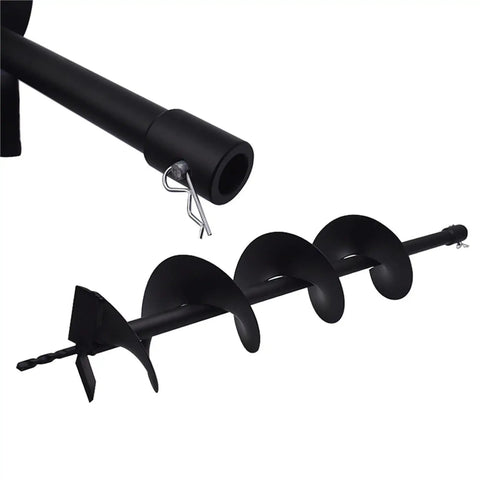 Heavy Duty 6 Inch Auger Bit With 3/4 Inch Inner Diameter For Gas Powered Fence Post Hole Digger shown with black steel finish