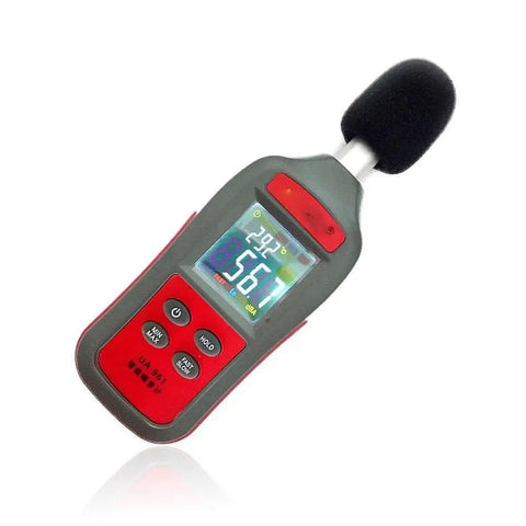 Hardcore Digital Decibel Meter Logger With Badass High Sensitivity Mic For Tracking Ambient Noise And Engine Clatter Logs 30 To 130 DB Snap Stats Fast For Shop Crews And Weekend Builders, handheld with digital display.