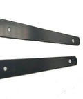 Close-up of Six Pack Galvanized T Hinges Slotted Triangular Door Hinges 7.9 Inch Heavy Duty Rustproof Iron Construction Replacement Cabinet Hardware.