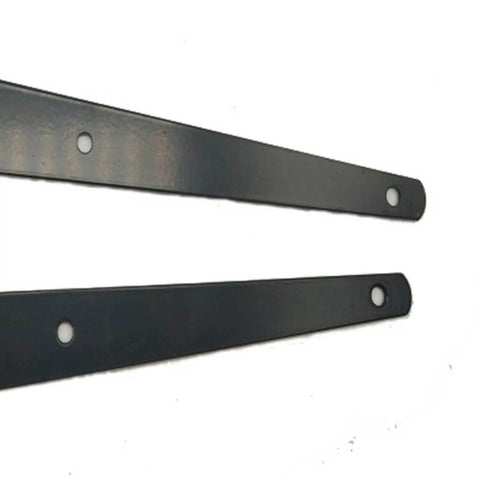 Close-up of Six Pack Galvanized T Hinges Slotted Triangular Door Hinges 7.9 Inch Heavy Duty Rustproof Iron Construction Replacement Cabinet Hardware.