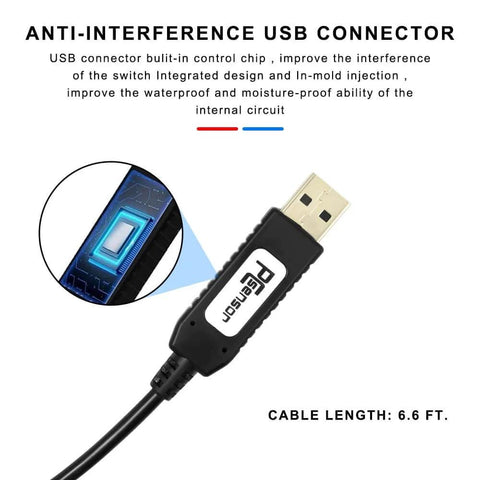 Close-up of anti-interference USB connector for Three Key USB Foot Pedal Programmable Foot Switch For PC, cable length 6.6 ft