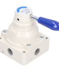 Industrial Pneumatic Rotary Lever Air Hand Valve with Compact 3 Position 4 Way Flow Control Model 4HV310, close-up view
