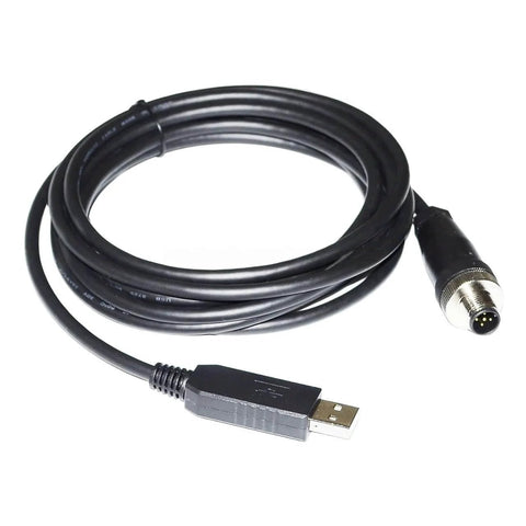 USB to 5-Pin Aviation RS232 Lead for Controllers, 1.8 m Industrial Cord with Threaded Locking Connector, Coiled View