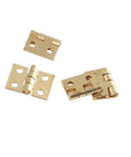 Top Shelf 50 Pack Mini Brass Hinges With A Seamless 180 Degree Swivel For Micro Crafts And Tiny Cabinet Fixes. Four brass hinges in gold tone.