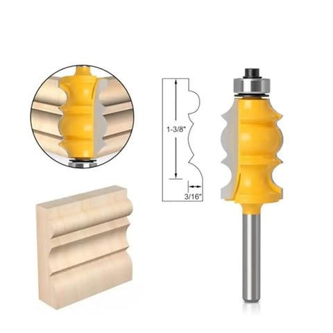 6mm Router Bits Set With Carbide Molding Trimming Cutter Wood Milling Tool Featuring 1/4 Inch Shank Round Over surfacing with dimensions.