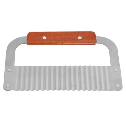 Chazcool crinkle cutter knife with wooden handle and stainless steel wavy blade