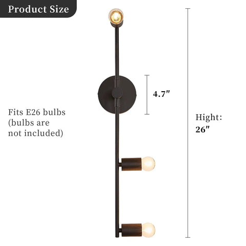 Dope Matte Black 3 Light Wall Sconce For Living Room Bedroom Hallway Porch Modern Vintage Farmhouse Style With E26 Base