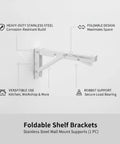 Foldable Stainless Steel Shelf Brackets For Wall Mounts, Heavy-Duty Supports For Floating Shelves And Drop-Leaf Tables image
